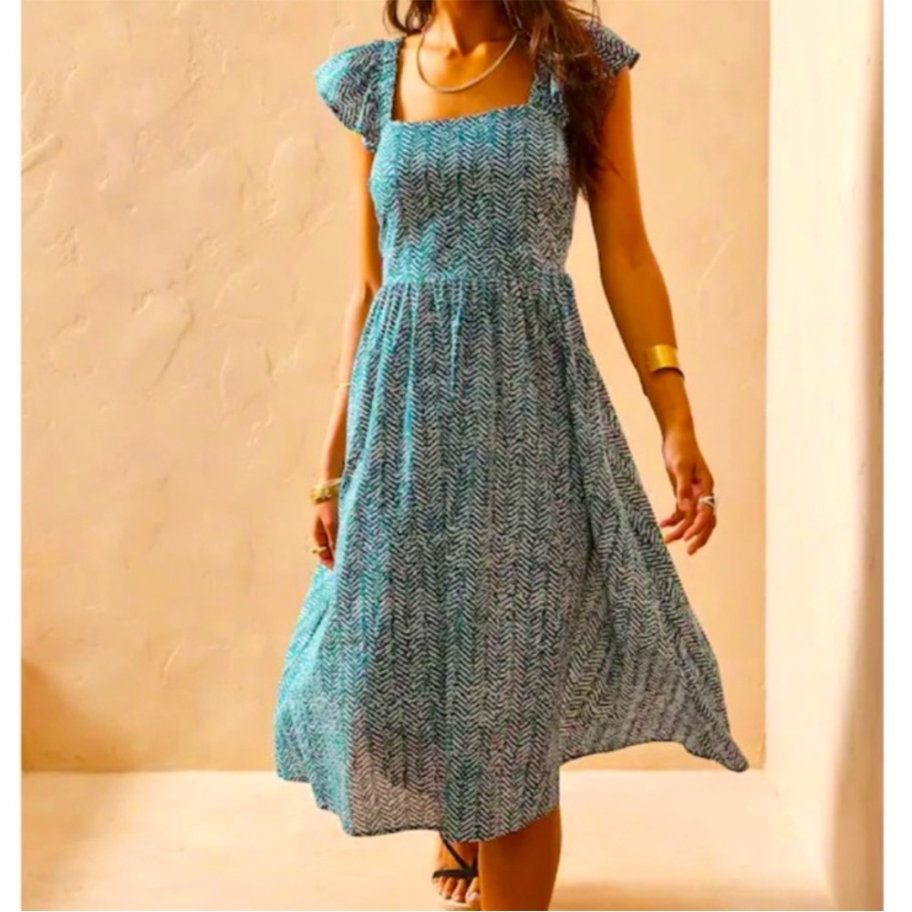 Banana Republic Factory Cotton Tie Back Midi Dress Size Medium - Picture 2 of 6